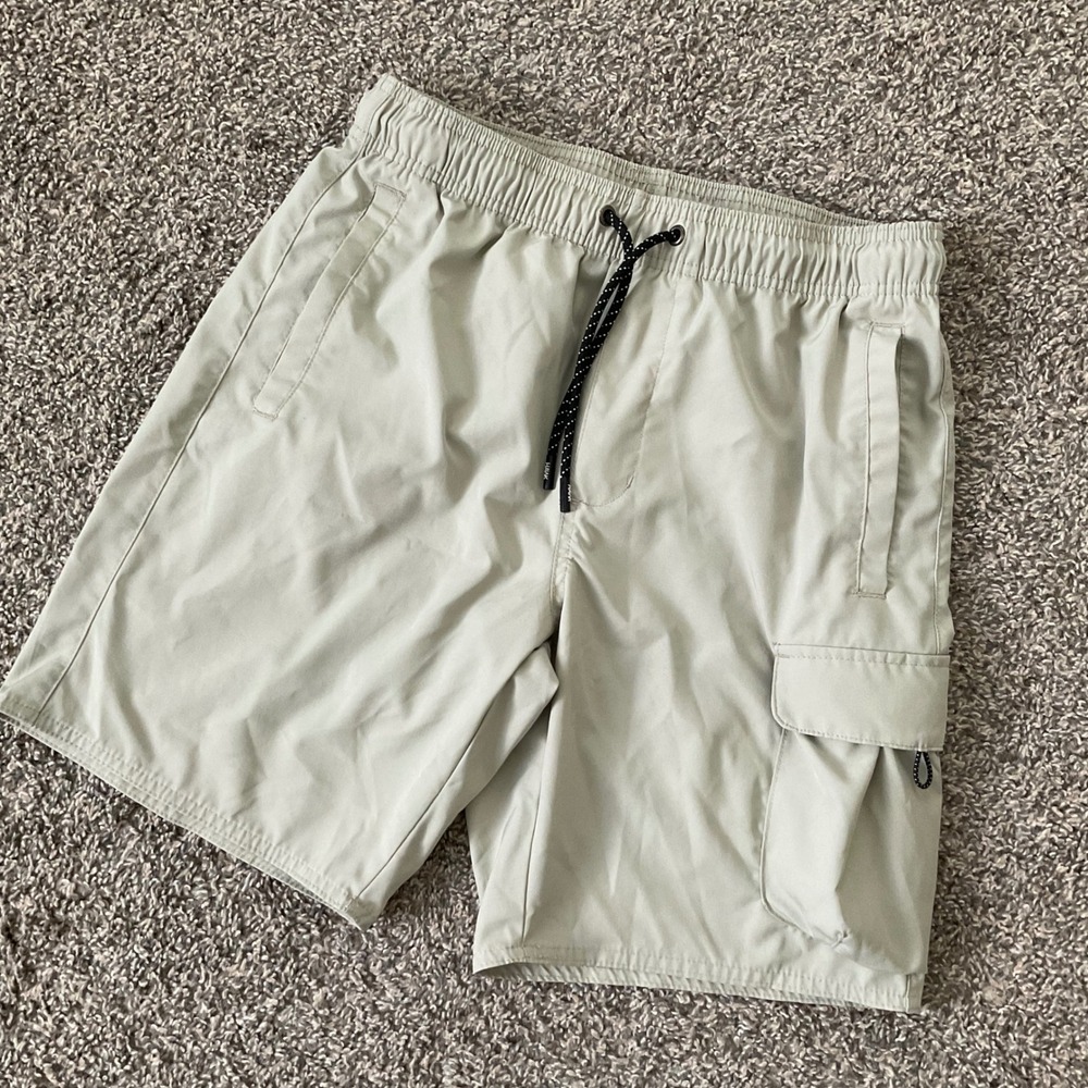 Tony Hawk Mens Medium Stretch Ripstop Cargo Shorts Black Pull On Tech Skater